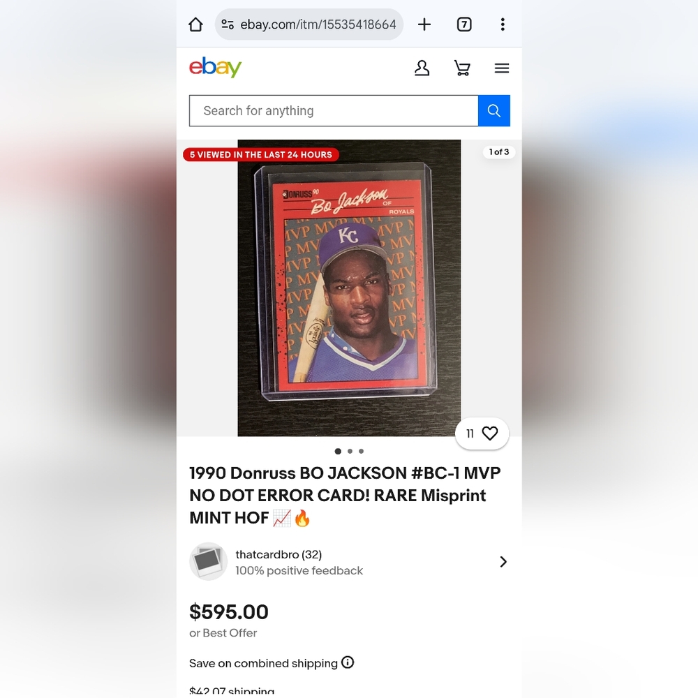 1990 Russ Bo Jackson MVP Card